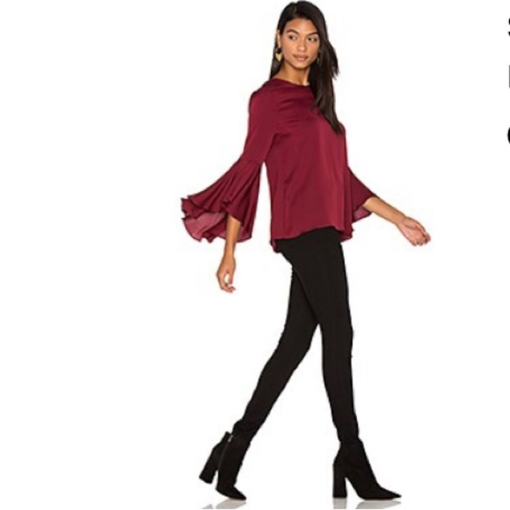 NWT Rao&DE Burgundy Blouse long bell sleeves size XS